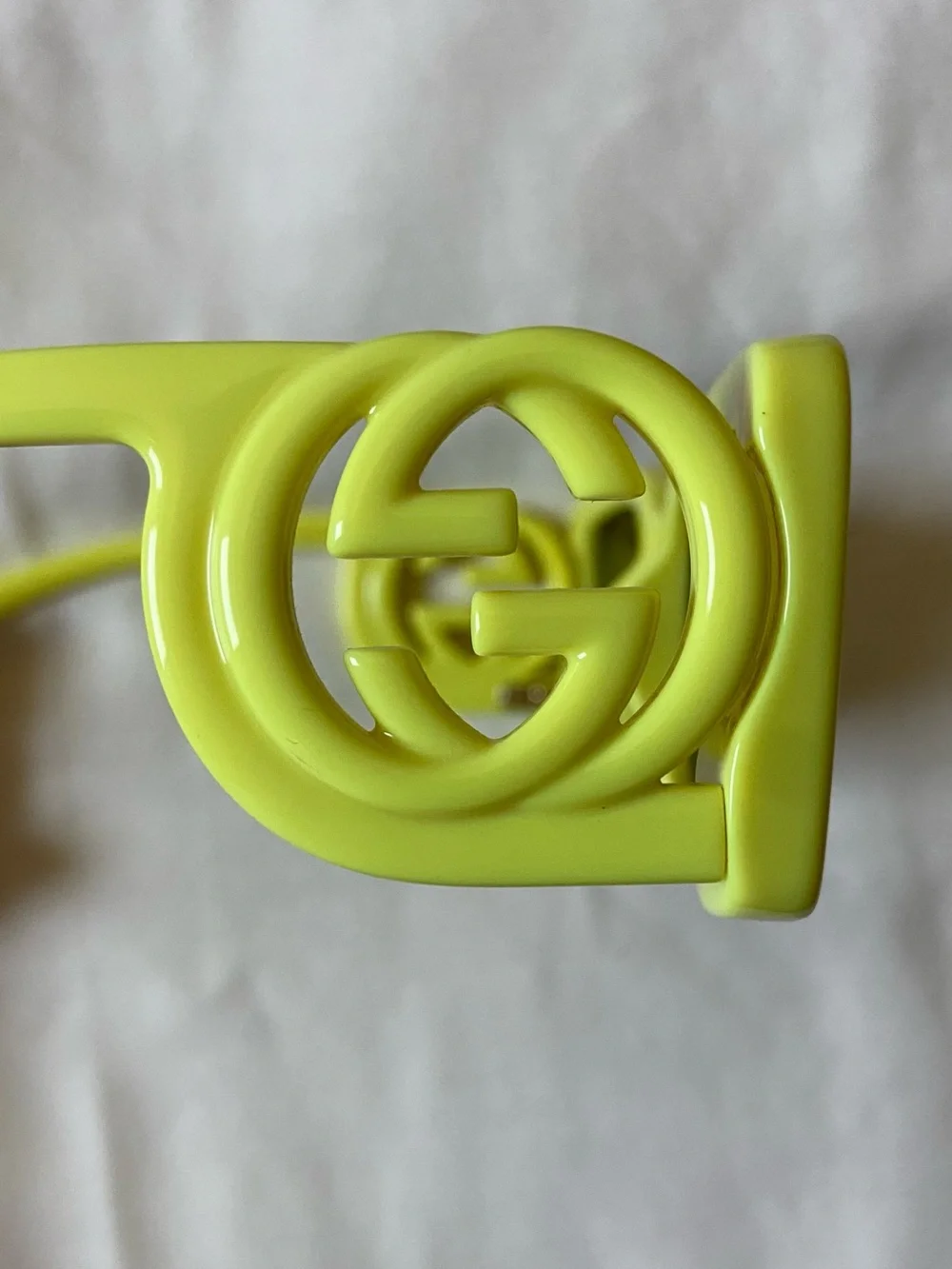 Gucci Neon Yellow Rectangular Sunglasses with Dark Lenses